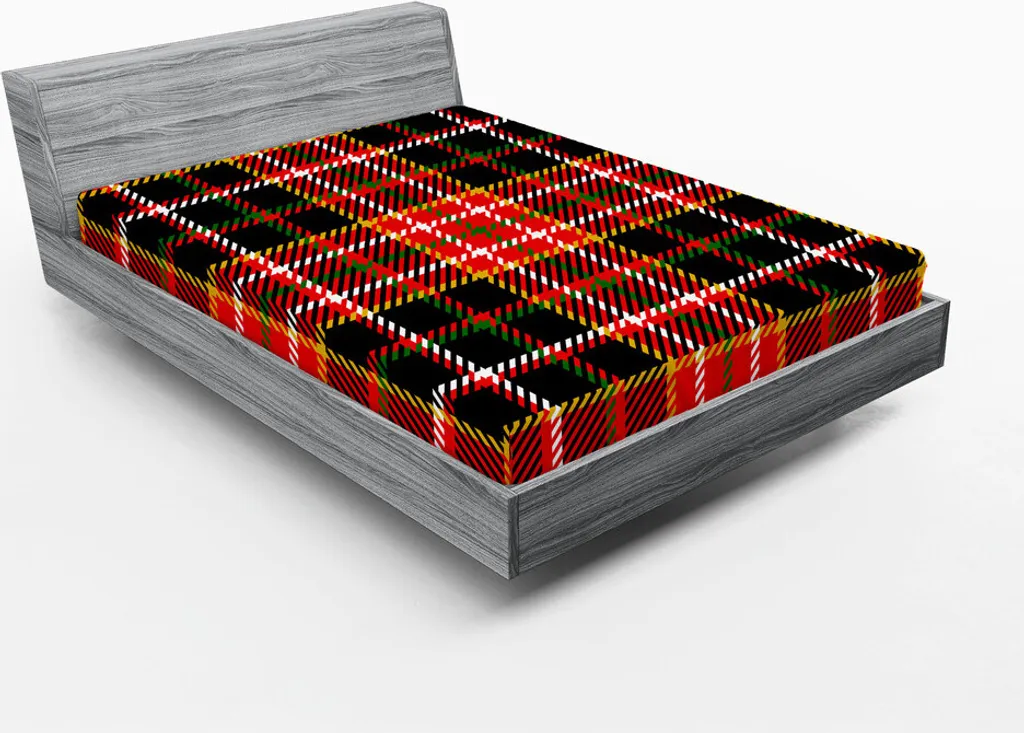 Drap-housse ABAKUHAUS 180 x 200 cm motif tartan écossais multicolore