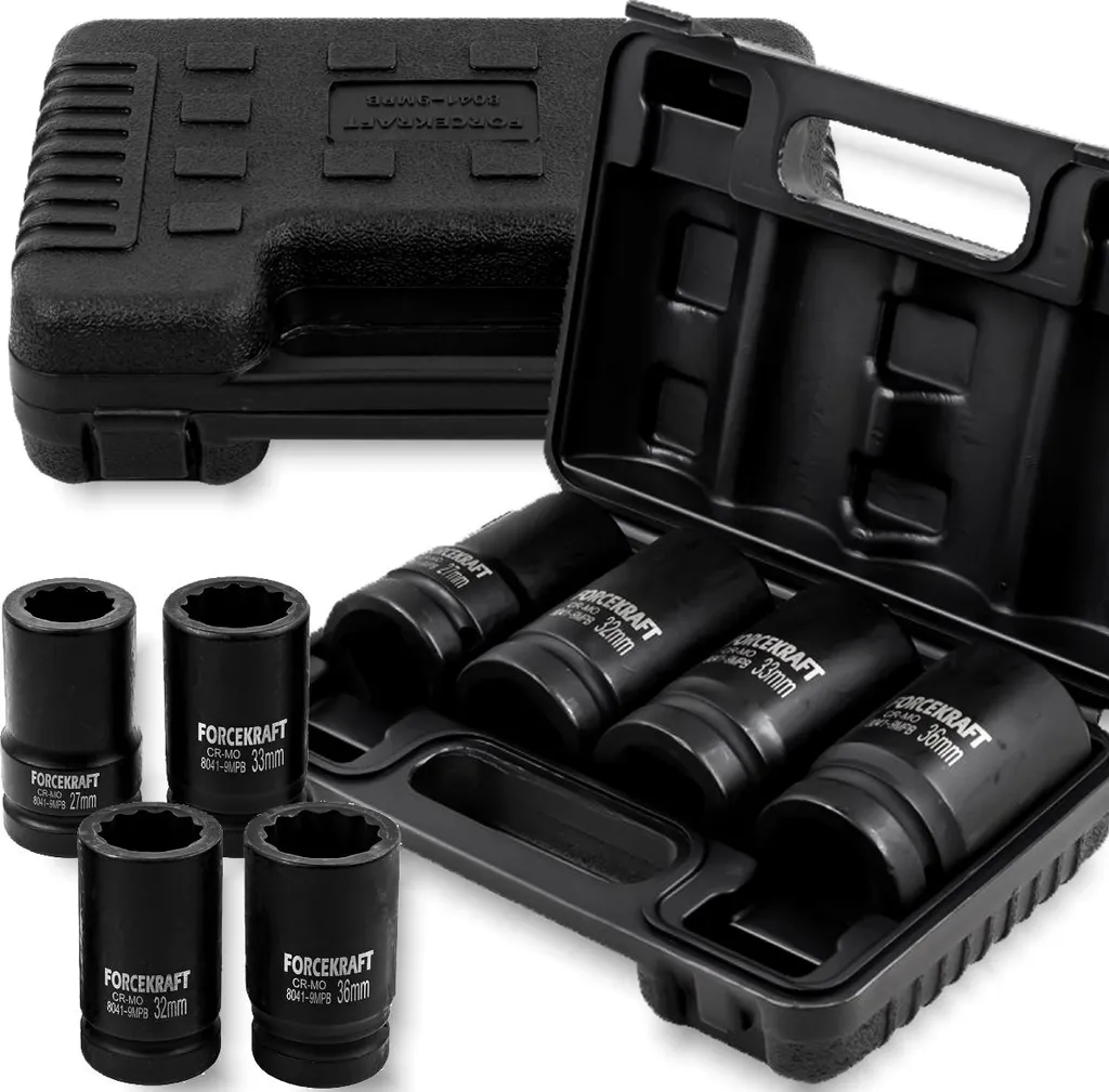 FORCEKRAFT 1" Impact Socket Set 4 pezzi 12-pt per Manutenzione Industriale