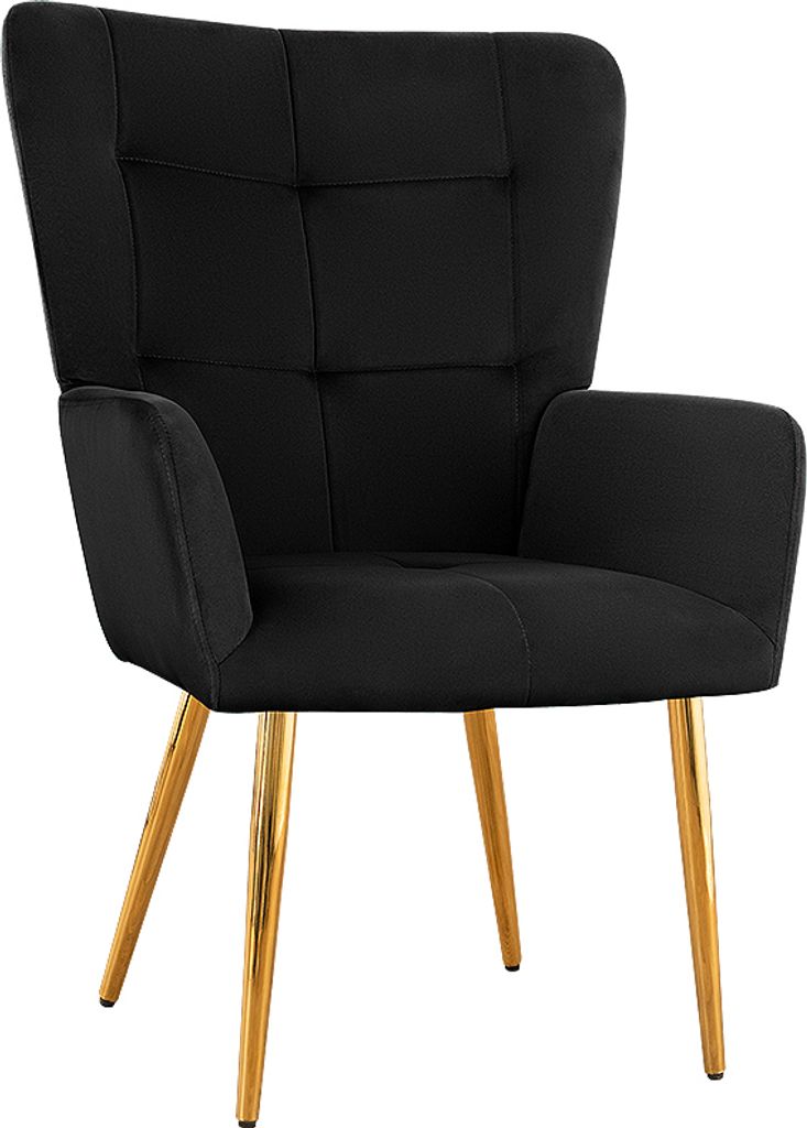 Relaxsessel ohrensessel schwarz gepolstert velours gesteppt