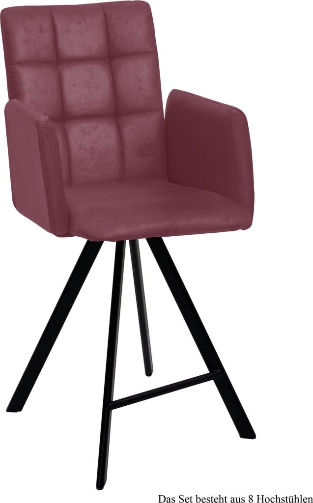 Thekenstuhl (8er-Set) Delcine 52x108x60 Schwarz/Marsala