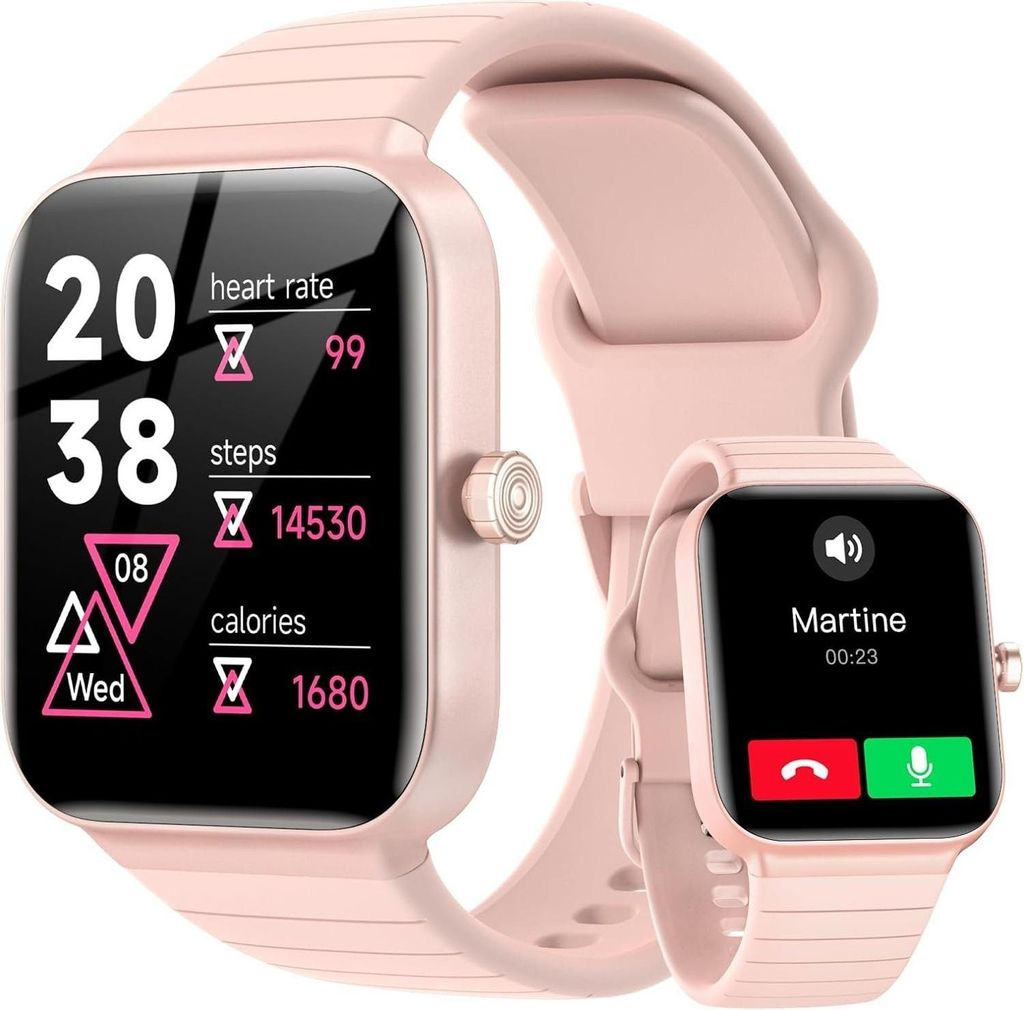 JUNG Fitpolo Smartwatch Damen & Herren Fitnessuhr, mit Bluetooth Smartwatch (4,69 cm/1,8 Zoll) mit Telefon Funktion, 100+ Trainingsmodi, mit Android