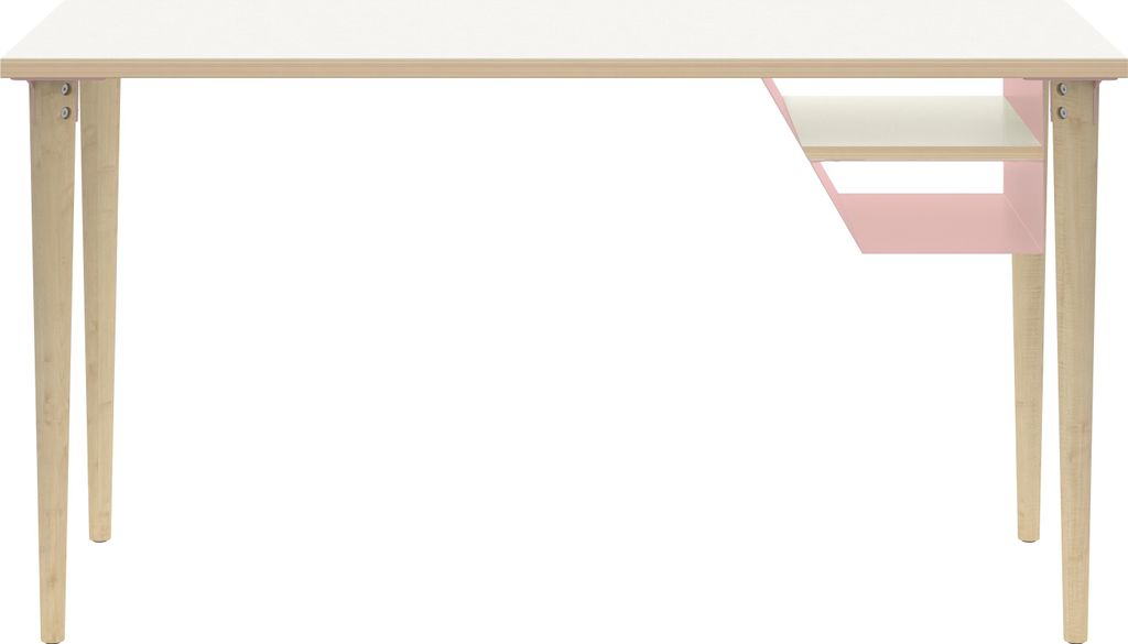 BISLEY Poise Schreibtisch verkehrsweiß rechteckig, 4-Fuß-Gestell eiche 140,0 x 60,0 cm