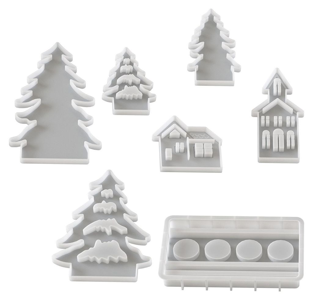 7-teiliges Silikonformen-Set, umweltfreundlich, leicht zu reinigen, wiederverwendbar, ideal zum Gießen von Weihnachtskerzenhaltern und für Partys...
