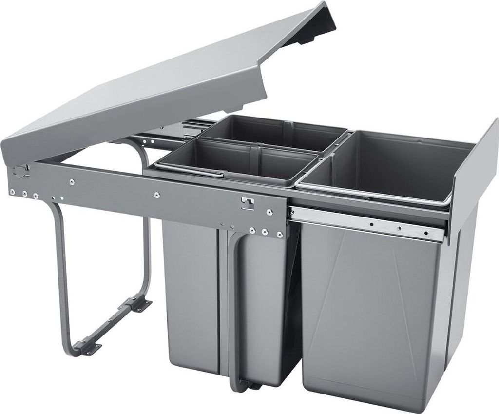 Double 20+10+10L Pullout Waste Container Under Cabinet Kitchen Trash Can