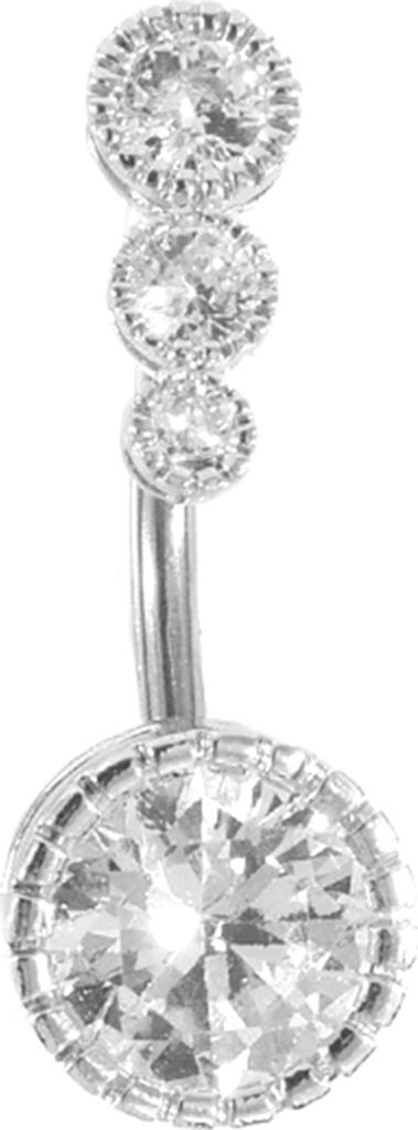 Damen-Piercing-Schmuck mit 4 Zirkonia-Intarsien, Barbell-Nabel-Bauchnabelring-Silber