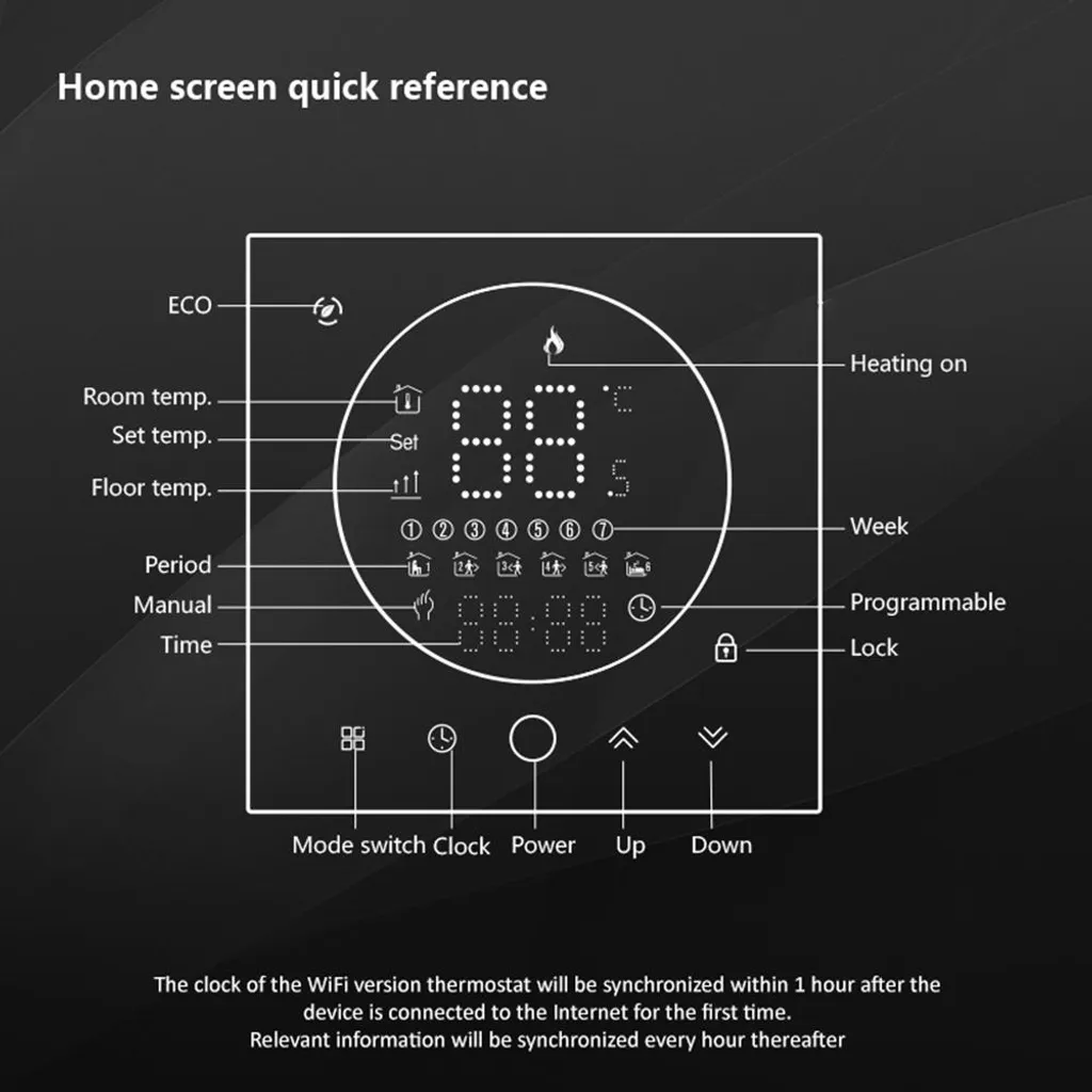 Régulateur de température mural intelligent et programmable eau 3A - 5