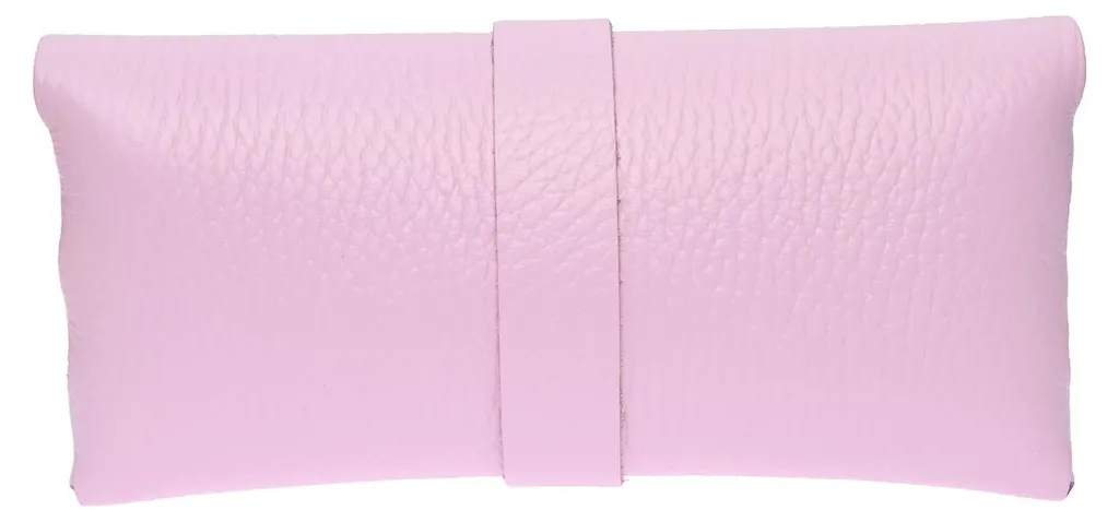Étui à lunettes rigide rose poudré Roberta M SS26 pour sac à main chic