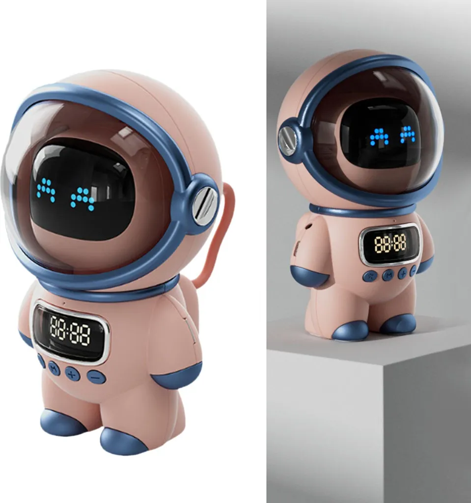 Enceinte Bluetooth Astronaute Rose avec Assistant Vocal IA et Horloge - 2