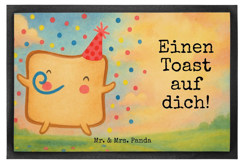 Mr. & Mrs. Panda fußmatte Toast Party Design 40 x 60 cm - Weiß - Geschenk, für Partner, Schmutzmatte, Bodenvorleger, Jahrestag, Fußabtreter, Fr...