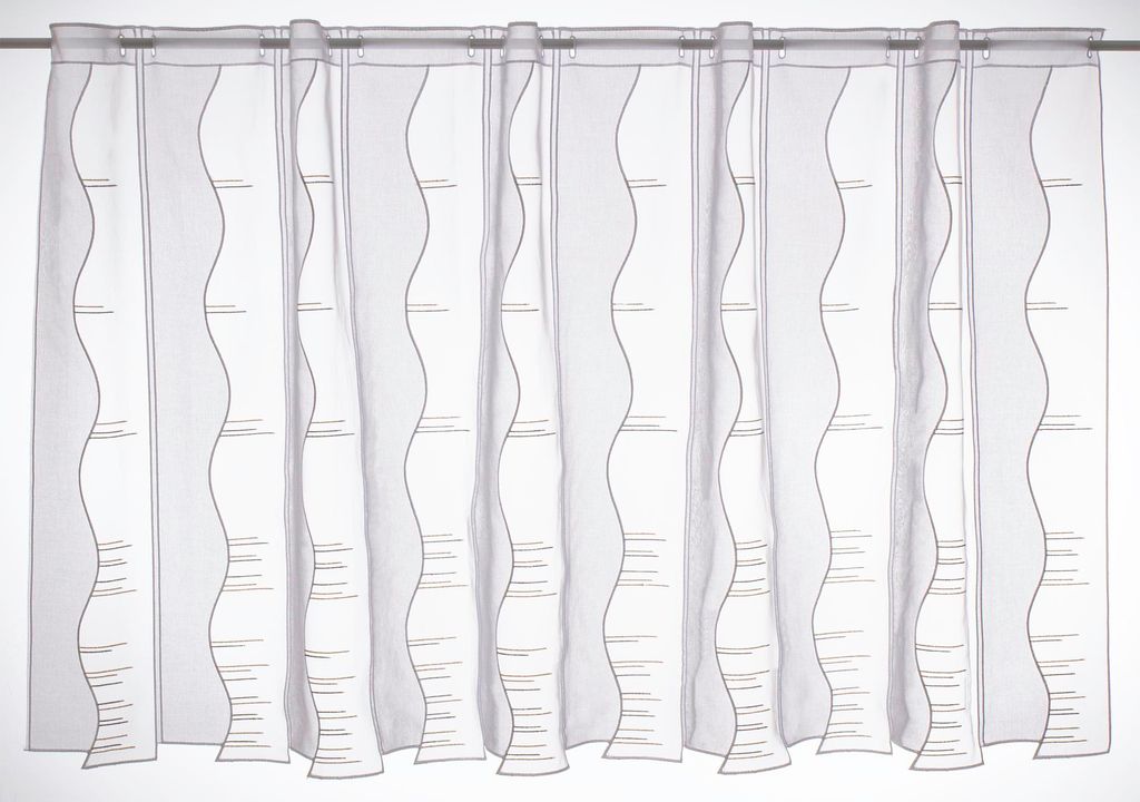 Gardinen Kranzusch Scheibengardine moderne Streifen 80x201,5 cm H/B weiß beige grau Bistrogardine Vorhang Küche 1er Pack
