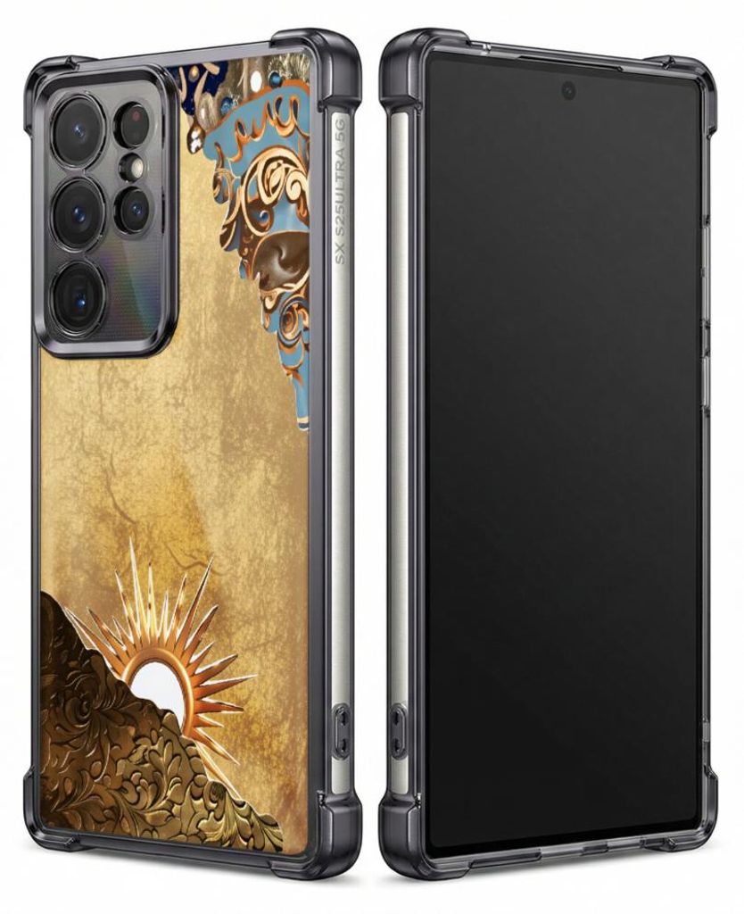 Personalisierte Hülle mit Bild für Samsung Galaxy S24 Ultra Elektroplattiert TPU Stoßdämpfer Handyhülle mit Sunrise Mountain Kunstdesignmuster