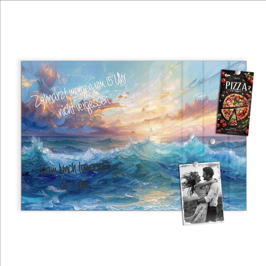 Magnettafel 60x40cm Pinnwand Whiteboard beschreibbar - Wellen und Himmel