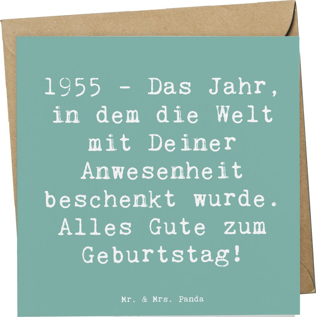 Mr. & Mrs. Panda Glückwunschkarte Spruch 1955 Geburtstag - Meeresbrise - Geschenk, doppelkarte, Alles Gute zum, faltkarte, Geburtstagszitat, Klapp...