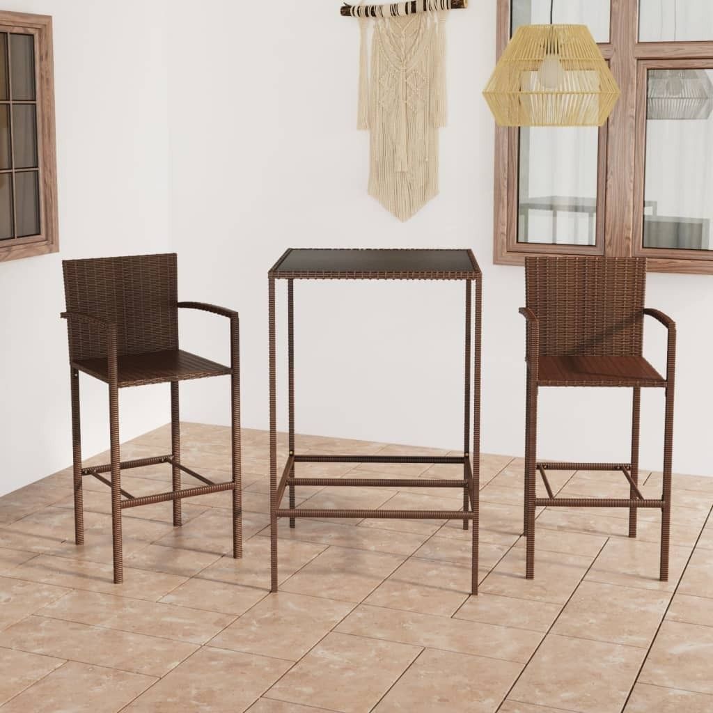 Maison Exclusive - 3-tlg. Gartenbar-Set Poly Rattan Braun