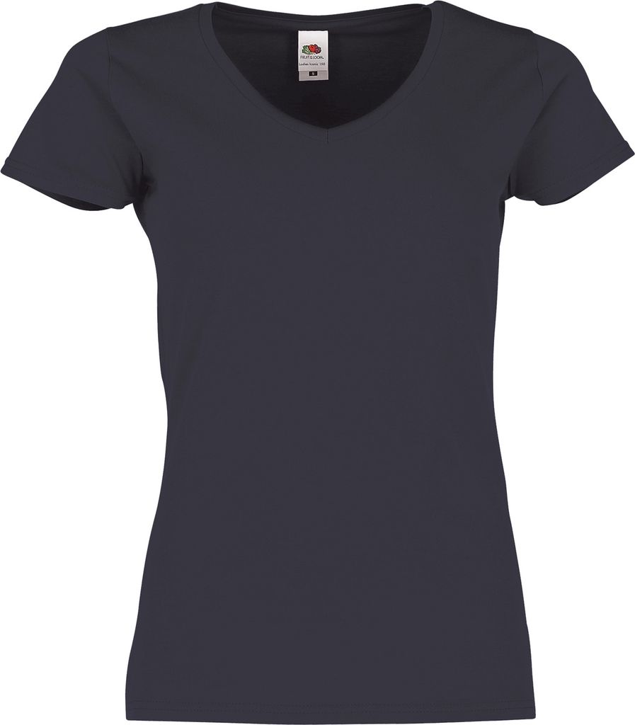 Fruit of the Loom Ladies Iconic 150 V-Neck T-Shirt Farbe: deep navy Größe: L