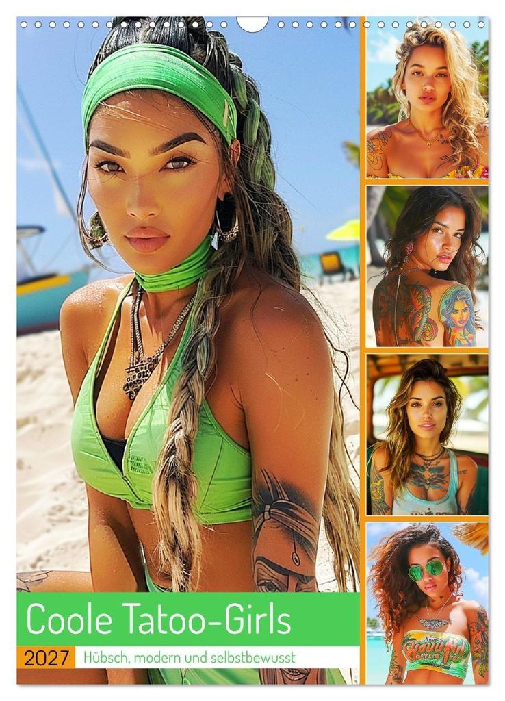 Coole Tatoo-Girls. Hübsch, modern und selbstbewusst (Wandkalender 2027 DIN A3 hoch), CALVENDO Monatskalender