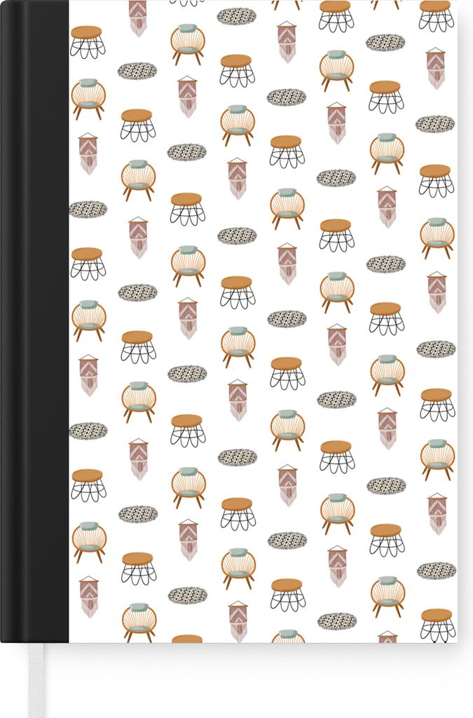 MuchoWow Notizbuch Tagebuch Haushaltsbuch Notebook A5 Wohnzimmer - Muster - Farben - Notizblock - Notizheft - Notebook - Schreibblock - Papier
