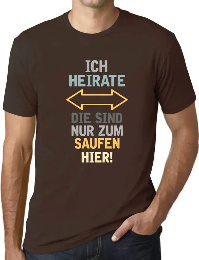 Herren Grafik T-Shirt Ich Heirate Die Saufen Hier Öko-Verantwortlich Vintage Jahrgang Kurzarm Lustige Druck Geburtstag Geschenk Mann