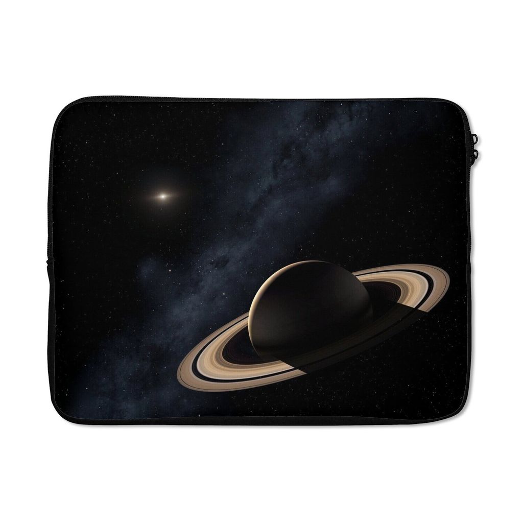 MuchoWow Laptop Hülle 17 Zoll Laptoptasche Der Planet Saturn vor einem dunklen Himmel mit einem Stern - Zipper - Schutzabdeckung