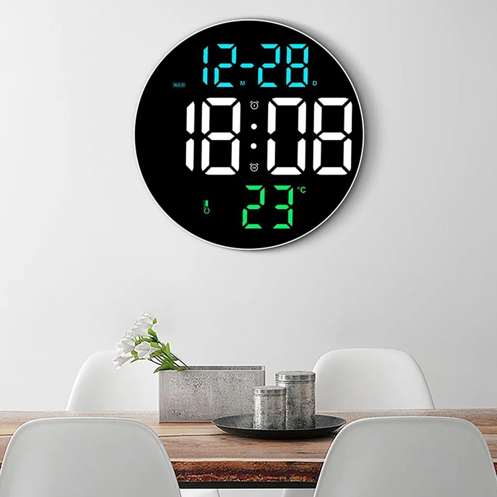 Horloge digitale LED silencieuse ronde alimentation USB pour bureau moderne