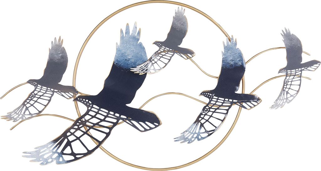 BELIANI Wanddekoration Gold und Blau Eisen Vögel Einteilig Handgemacht Modern Wandobjekt Wanddeko für Schlafzimmer Wohnzimmer Flur Küche Esszimmer