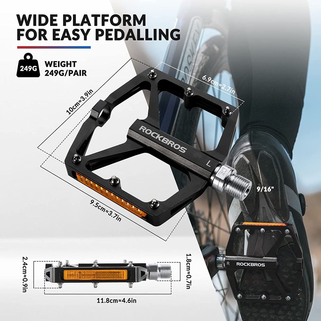 ROCKBROS Fahrradpedale mit Reflektoren Platform Pedale, Produktbild 5