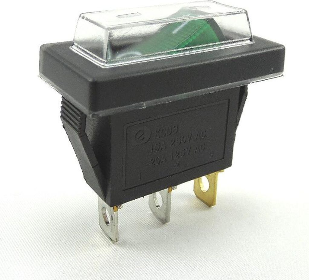 Wippschalter Beleuchtet bei 230V, 15A Geräteschalter mit Wasserdichter Abdeckung