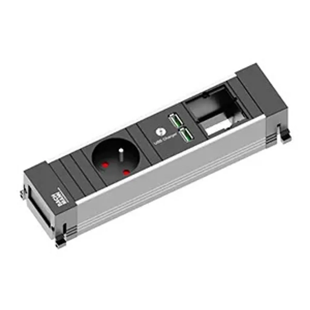 Prise de Bureau Power Frame BACHMANN 1 UTE 1 USB avec Connecteur GST18