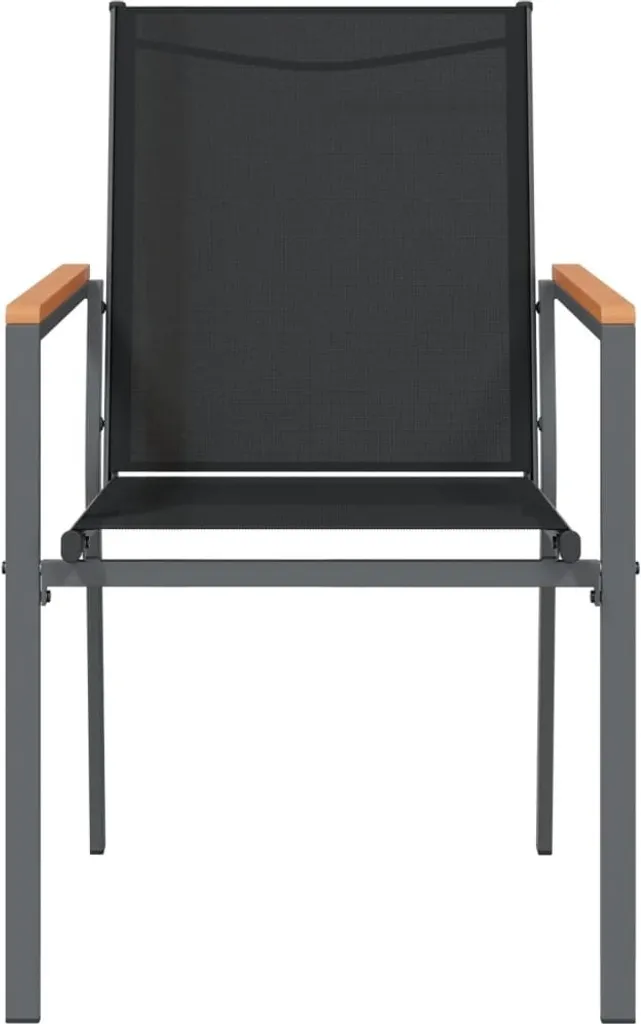 Chaises Extérieures Design en Textilène et Acier Noir Résistant - 2 pcs
