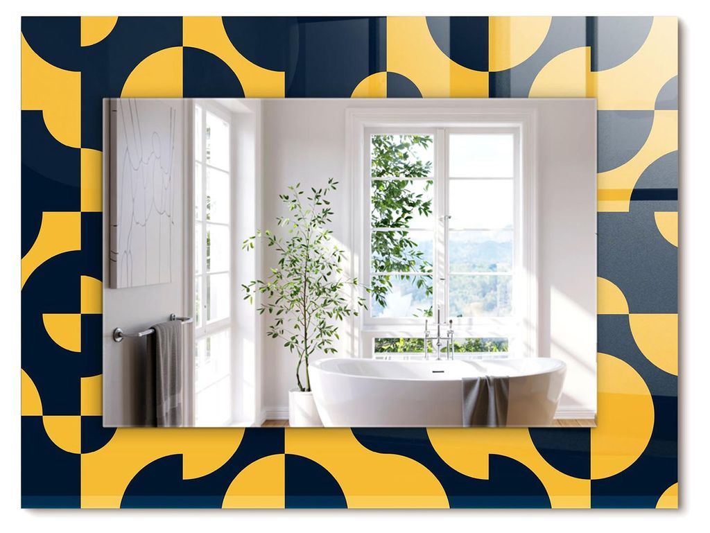 Abstraktes geometrisches Muster – Rechteckiger Spiegel mit Druck 80x60 cm – Modern - Dekorativ für die Wand
