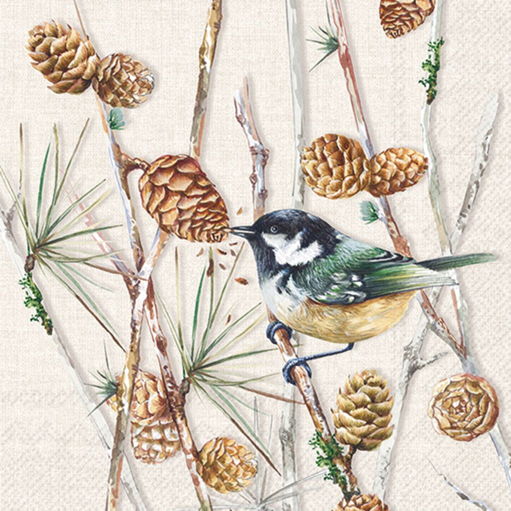 Serviette "Vogel auf Zweig"