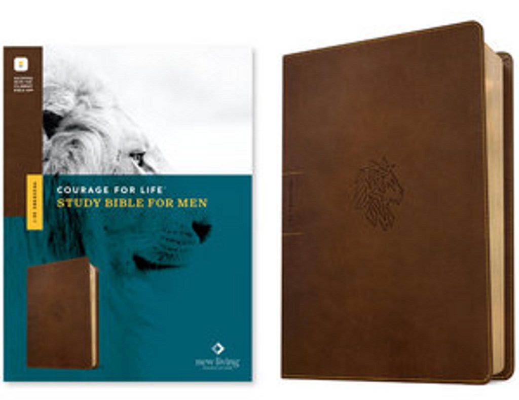 NLT Courage for Life Study Bible for Men, Filament Enabled (Leatherlike, Rustic Brown Lion)