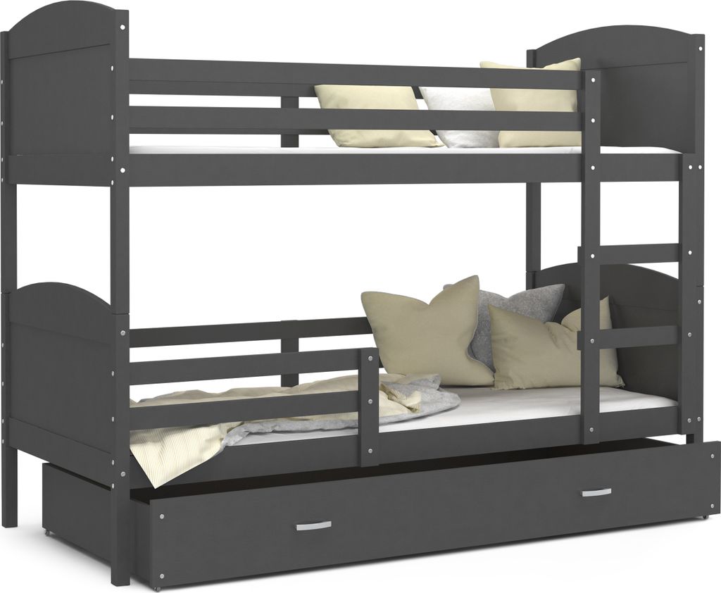 Etagenbett hochbett kinderzimmer kinderbetten jugendzimmer 160x80 grau
