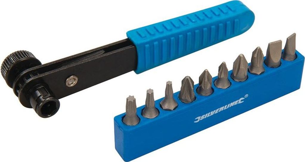 Silverline - Gekröpfter Ratschenschraubendreher, 11-tlg. Satz