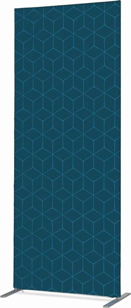 Showdown Textil Raumteiler Deko - 100-200 Hexagon - Blau - Aluminiumrahmen - Schwarz