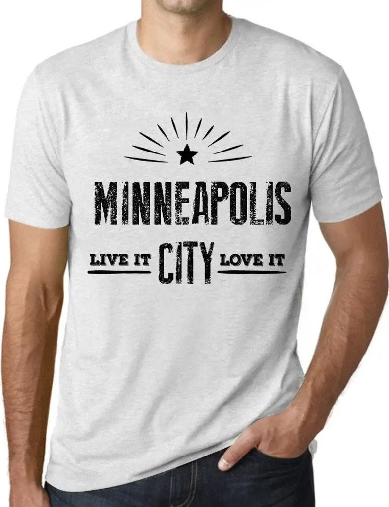 Herren Grafik T-Shirt Live It Love It Minneapolis Öko-Verantwortlich Vintage Jahrgang Kurzarm Lustige Druck Geburtstag Geschenk Mann