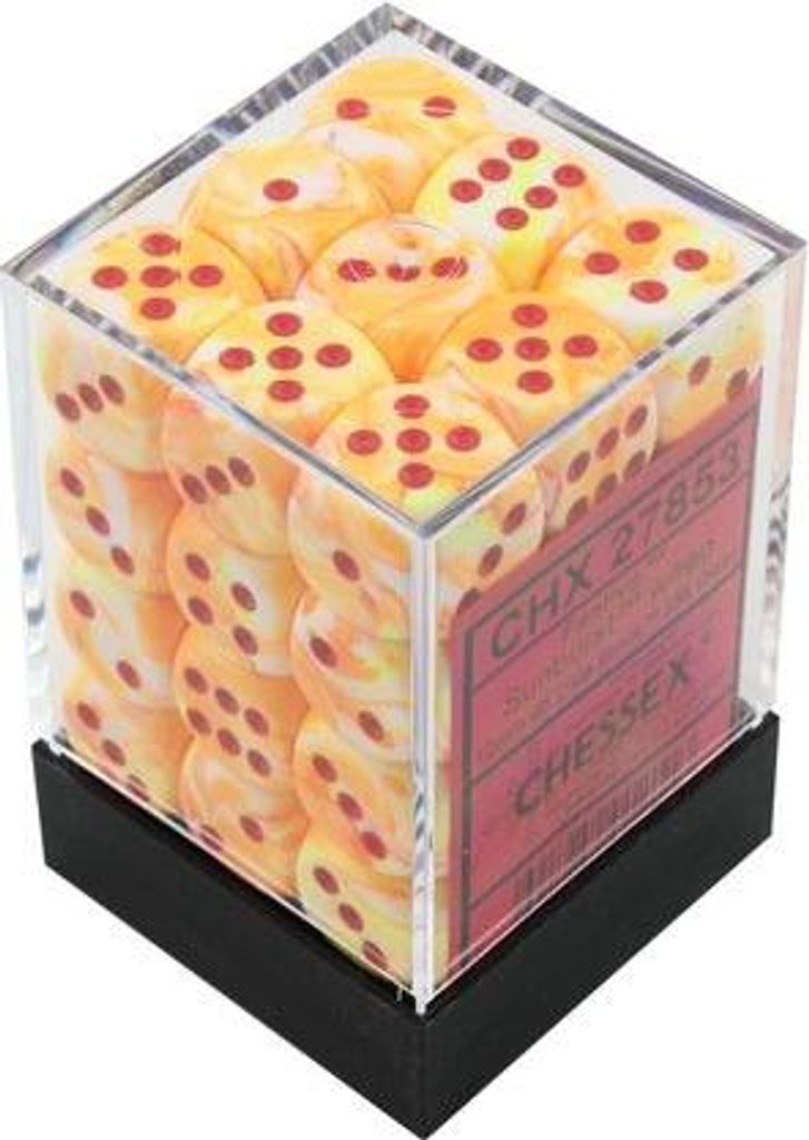 Chessex - Festive - 36x D6 12mm - Sunburst/Red