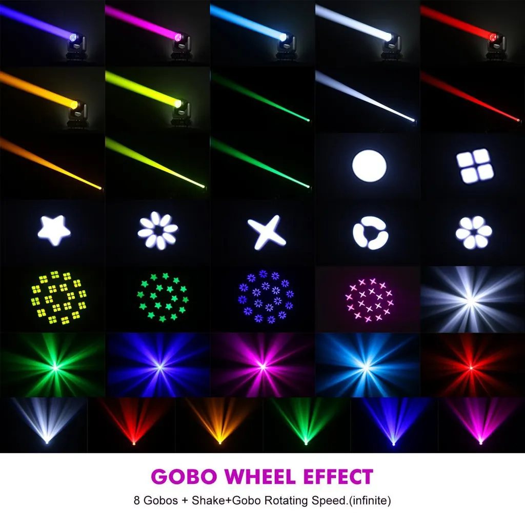 Projecteur à tête mobile DMX avec effets polyvalents - Prise EU