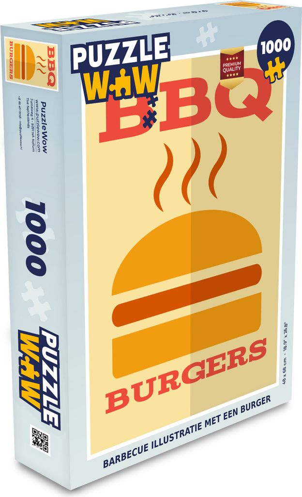 MuchoWow Puzzle 1000 Teile Barbecue Illustration mit einem Burger - Spielzeug - Alt und Jung - Spiele - Puzzeln