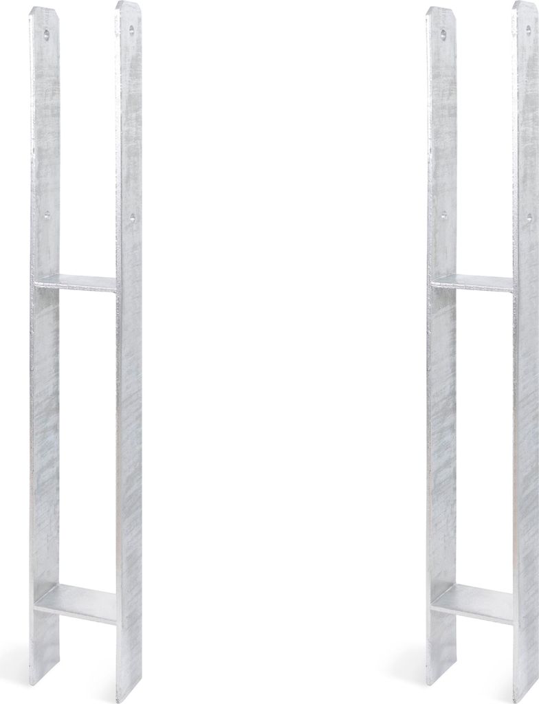 Alberts 2 x H-Pfostenträger, 91x800 mm, Materialstärke 6 mm, Tiefe 60 mm, feuerverzinkt