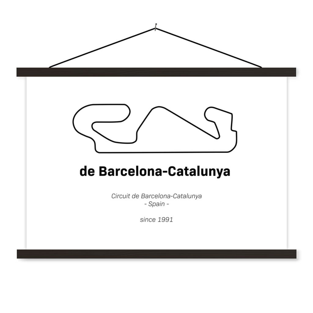 MuchoWow Textilposter Formel 1 - Rennstrecke - Barcelona 60x40 cm mit schwarzem Rahmen - Hölzernes