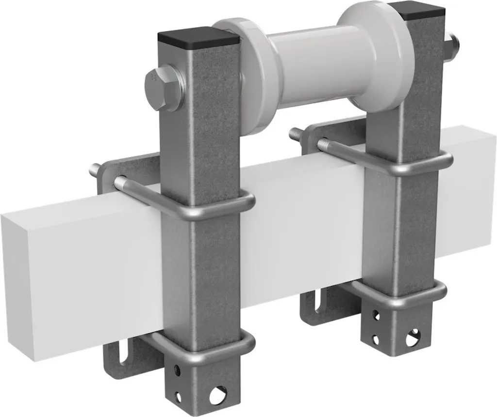 Rullo di chiglia in poliuretano con supporti rotolo rimorchio per barca a forma di rocchetto zincato SUPROD, B=125, L=250 mm, grigio