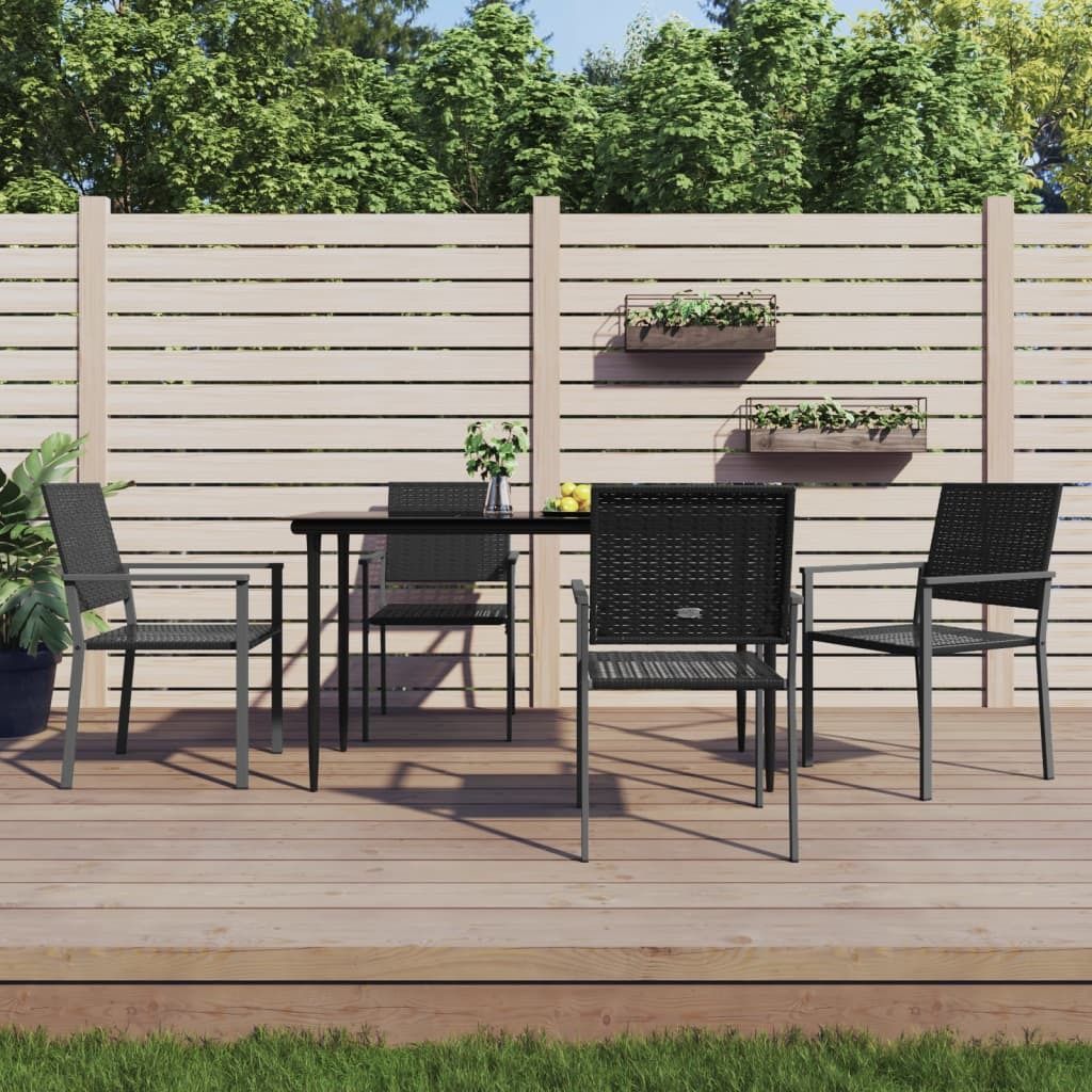 Maison Exclusive - 5-tlg. Garten-Essgruppe Poly Rattan und Stahl