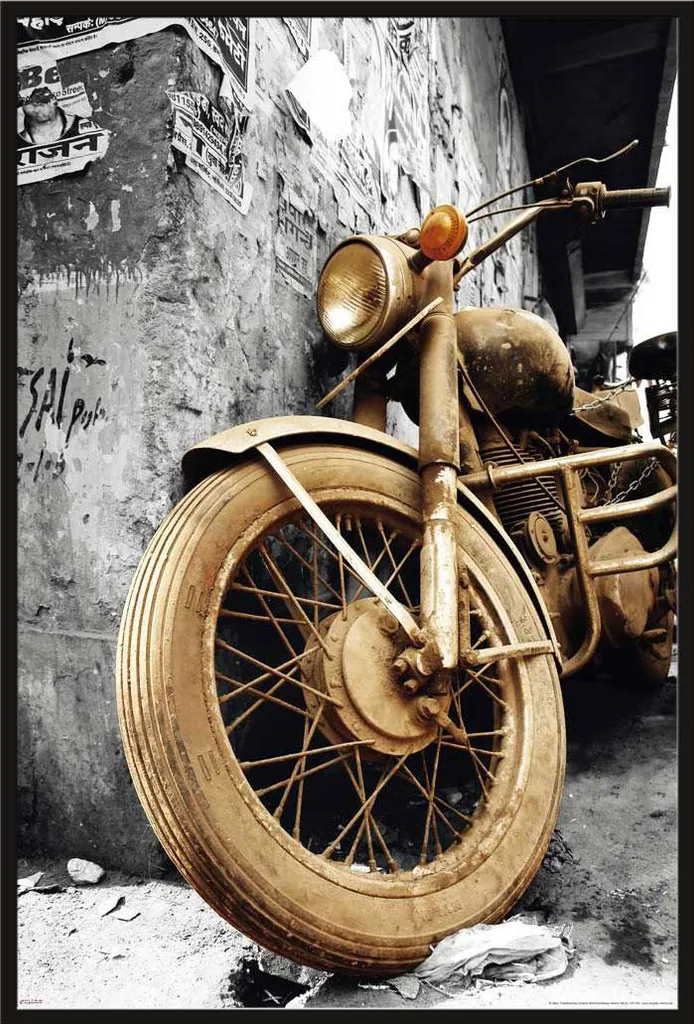 Poster Moto Vintage sous Cadre Noir Shinsuke Maxi et Vitre Acrylique HD