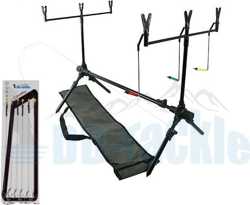 Karpfen Rod Pod 3 Bissanzeiger 2 Buzzer Bar 6 Rutenhalter Auflagen Tasche Haken nach Wahl, Rod Pod Auswahl:Rod Pod ohne elektronische Bissanzeiger