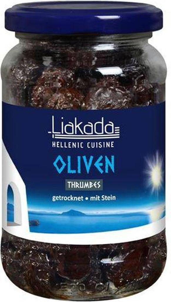 Liakada Schwarze Oliven Thrumbes getrocknet mit Stein 230 G Produktbild 