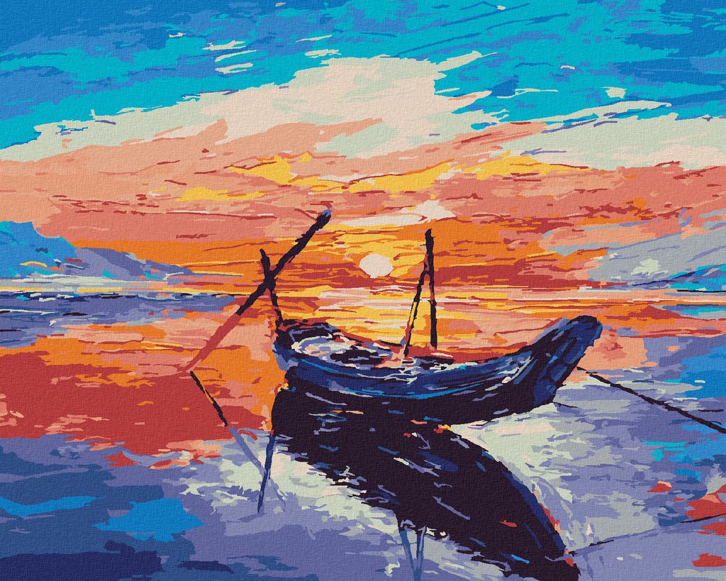 Zuty - Malen nach Zahlen - KLEINES FISCHERBOOT, 40x50 cm, Produktbild 