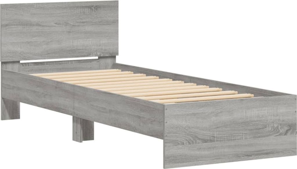 Bettgestell mit Kopfteil Grau Sonoma 90x190 cm Holzwerkstoff