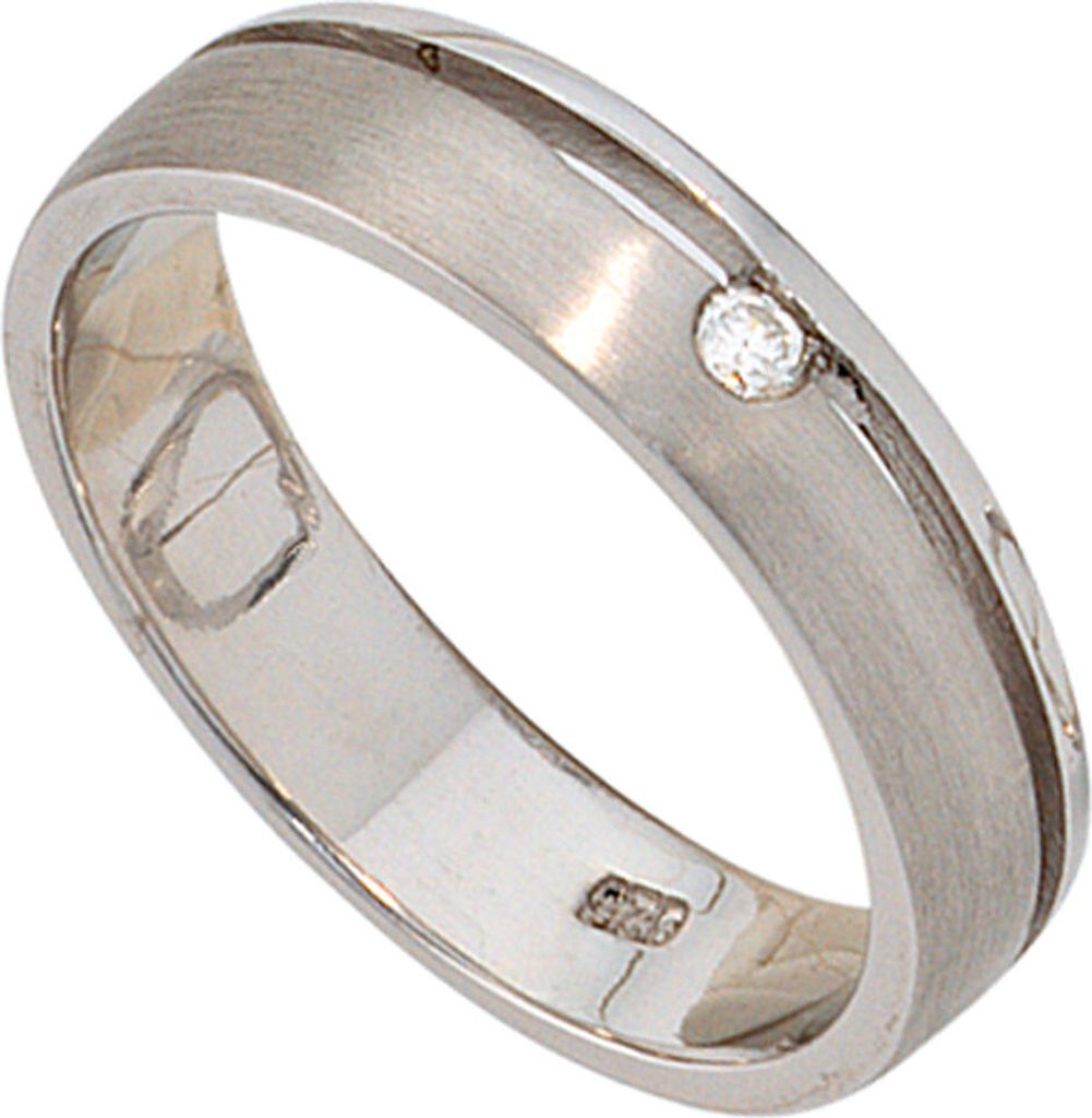 Ring Damenring Diamant Brillant 925 Silber rhodiniert teilmattiert Silberring Innenumfang 58mm Ø18.5mm