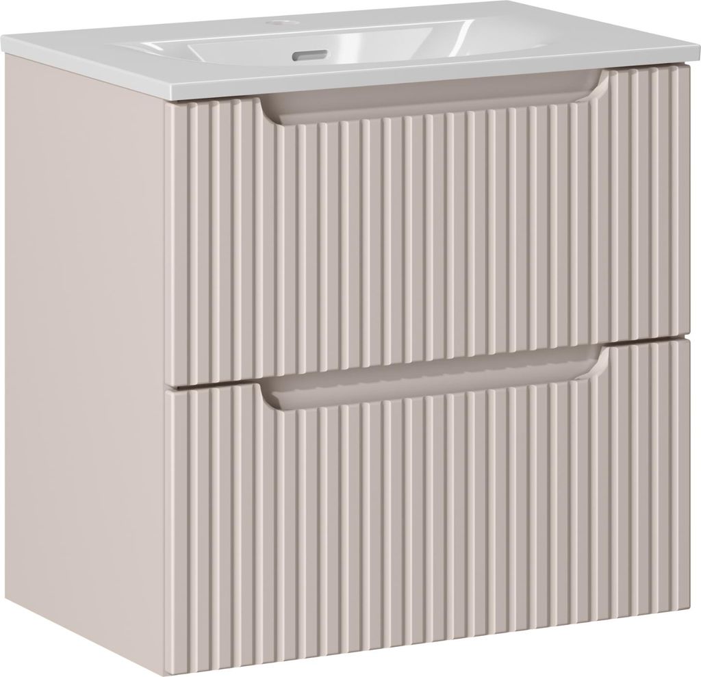 Badezimmerschrank 60 cm Kaschmir mit Möbelwaschtisch Produktbild 